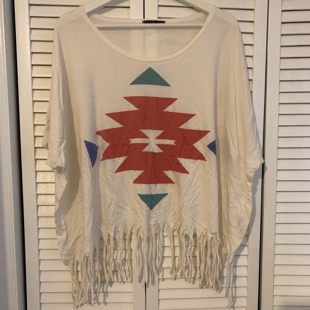 UO Aztec Fringe Oversized Tee